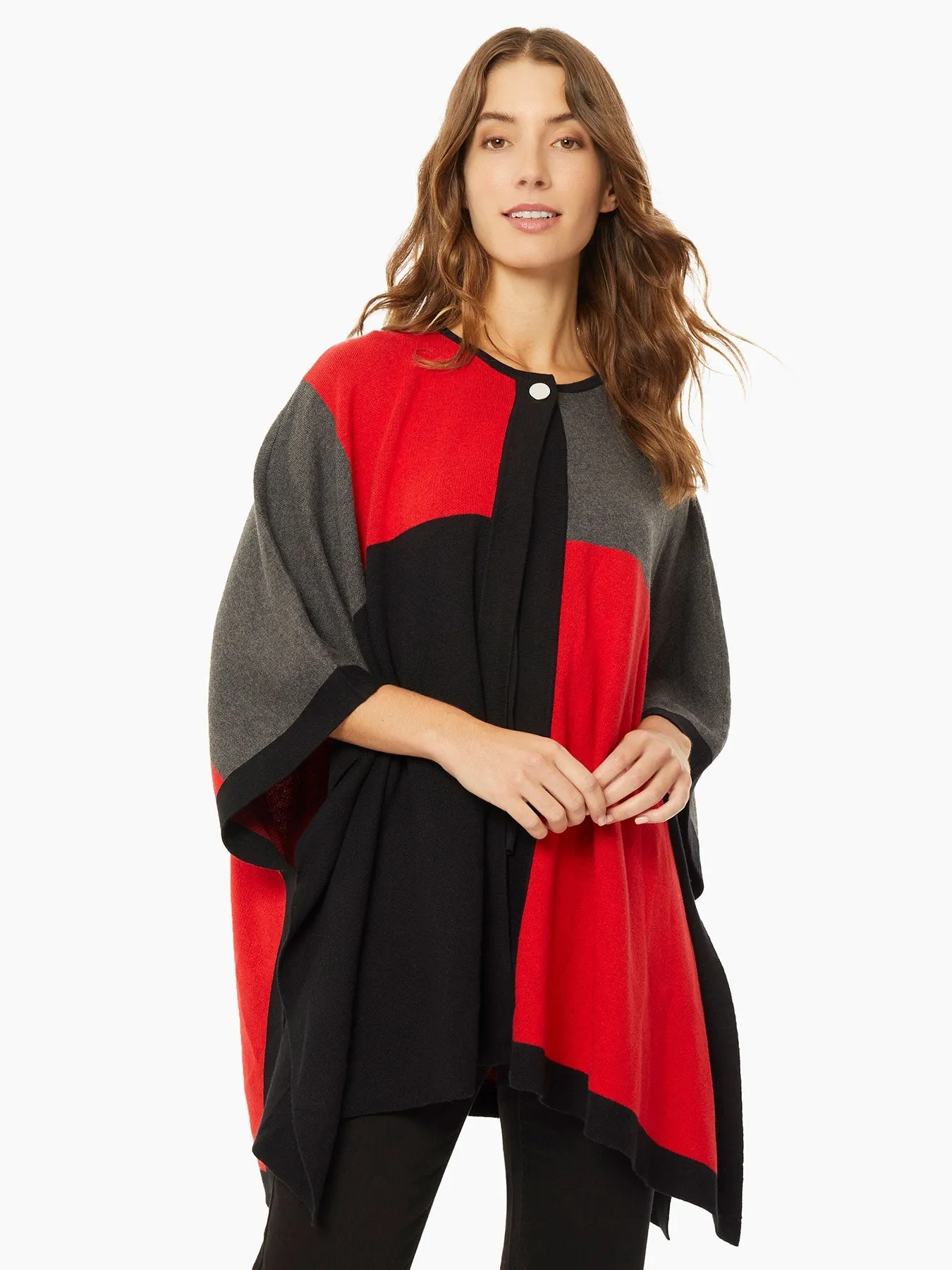 Colorblock Knit Cape