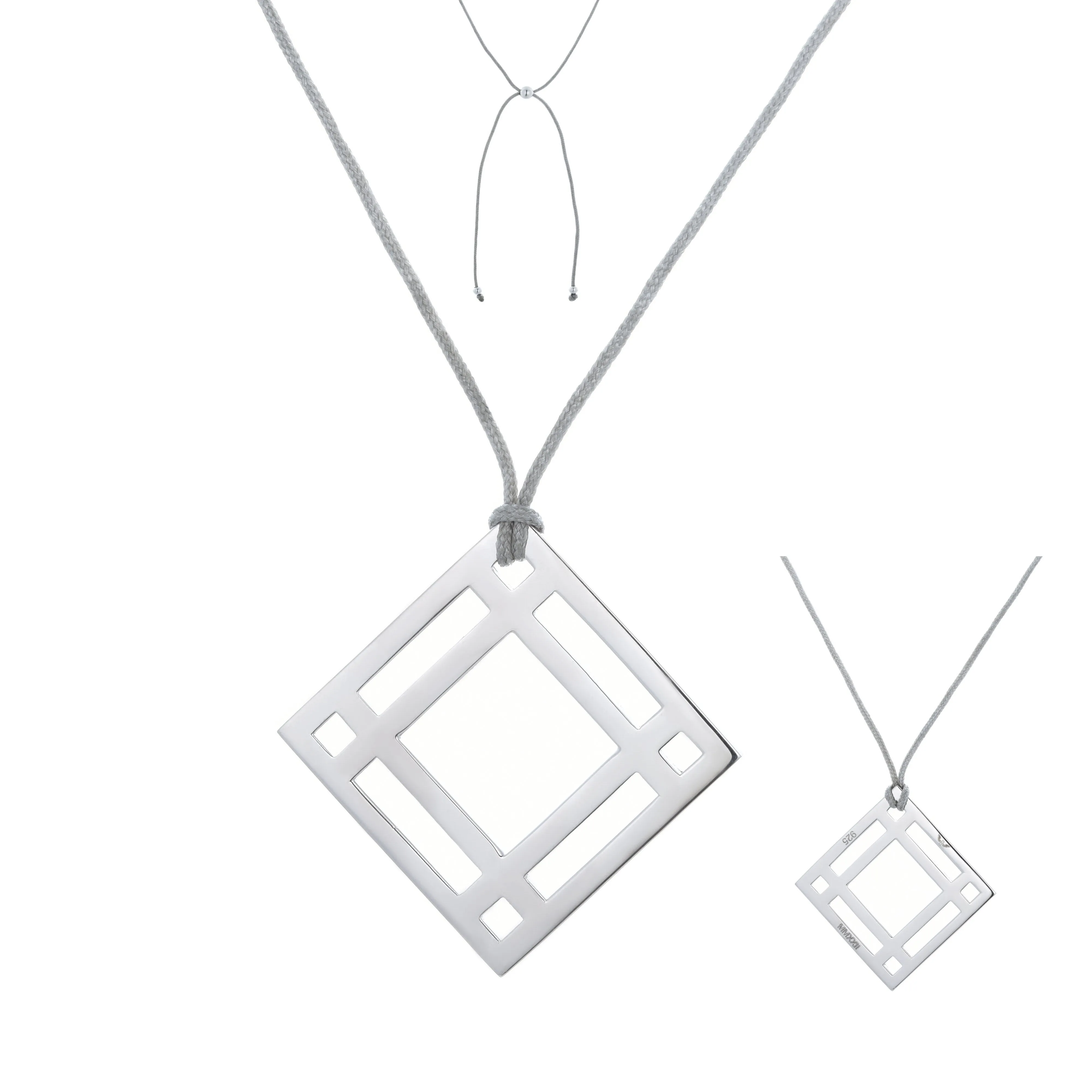 Concepto | Harmony 2022 Pendant | Grey Cord & White Rhodium Plated 925 Silver