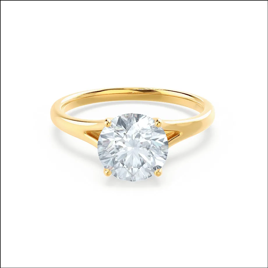 DAHLIA - Round Diamond Split Shank Solitaire 18k Yellow Gold Engagement Ring