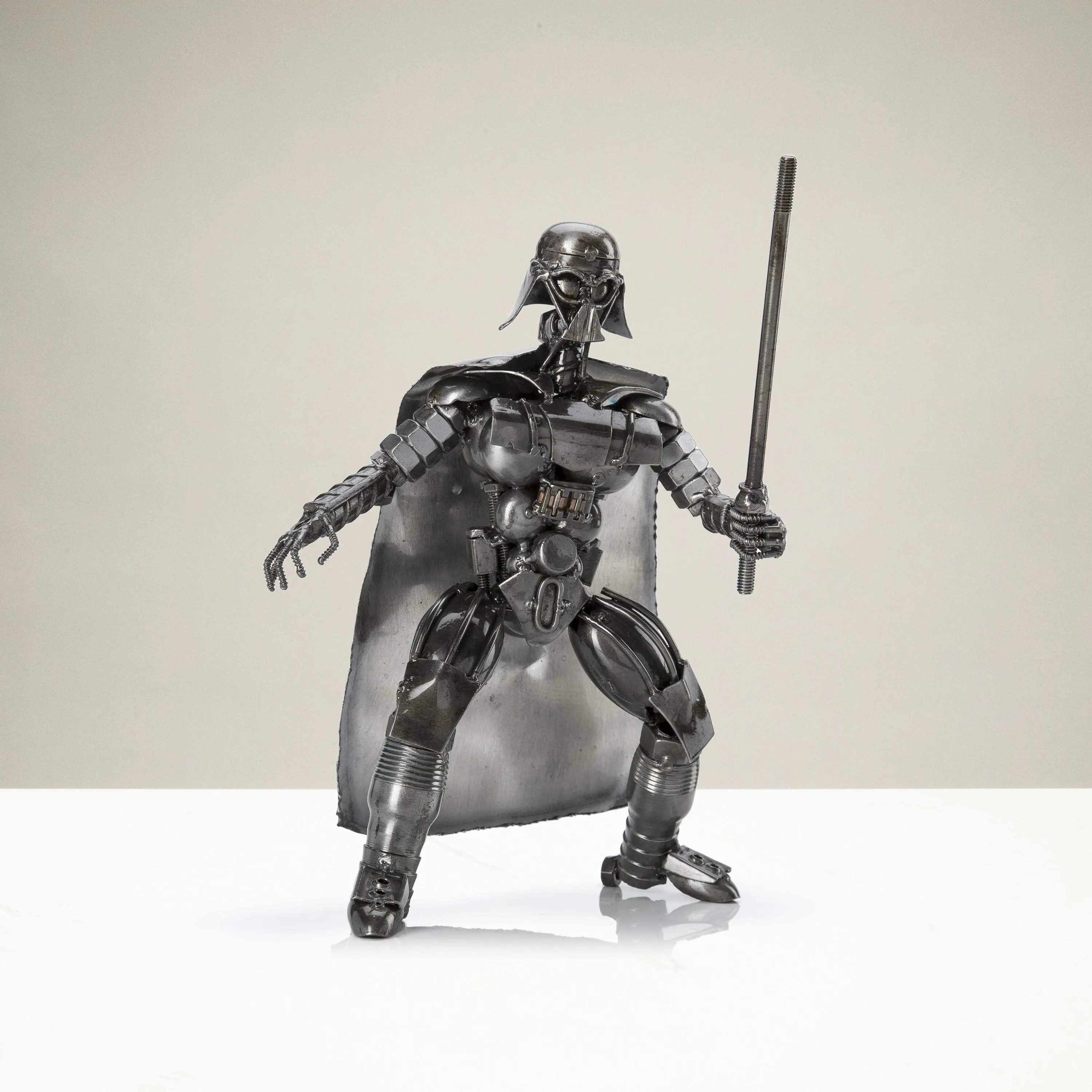 Darth Vader with Sword Inspired Recycled Metal Sculpture