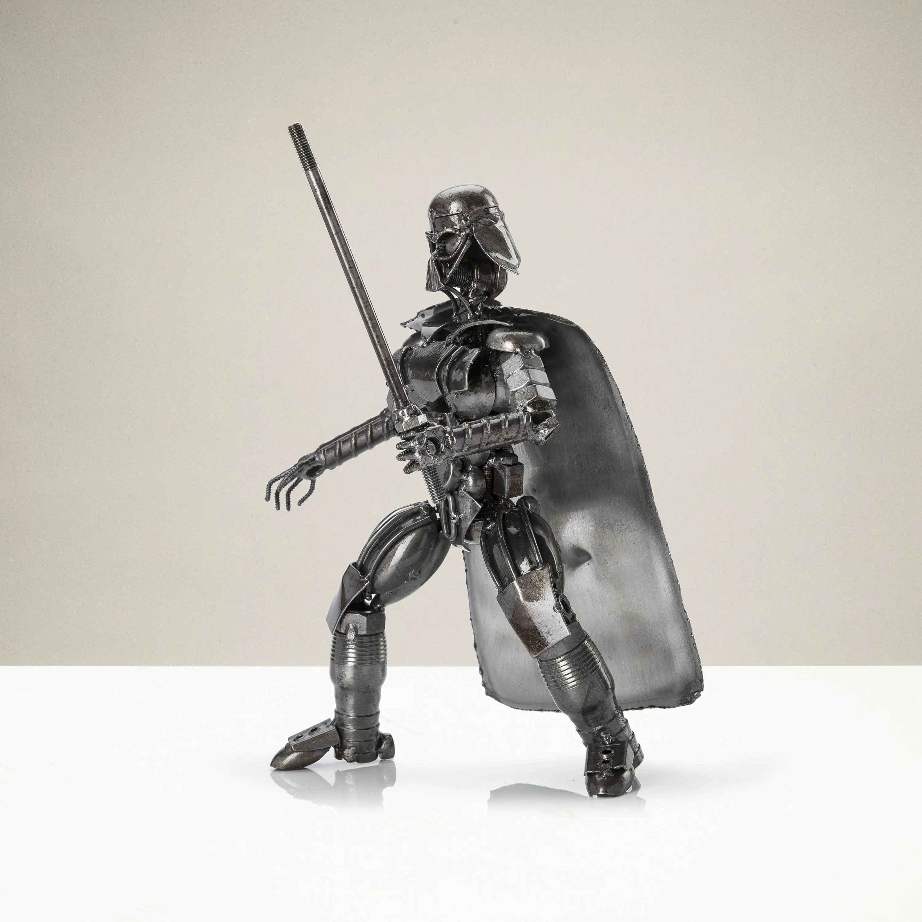 Darth Vader with Sword Inspired Recycled Metal Sculpture