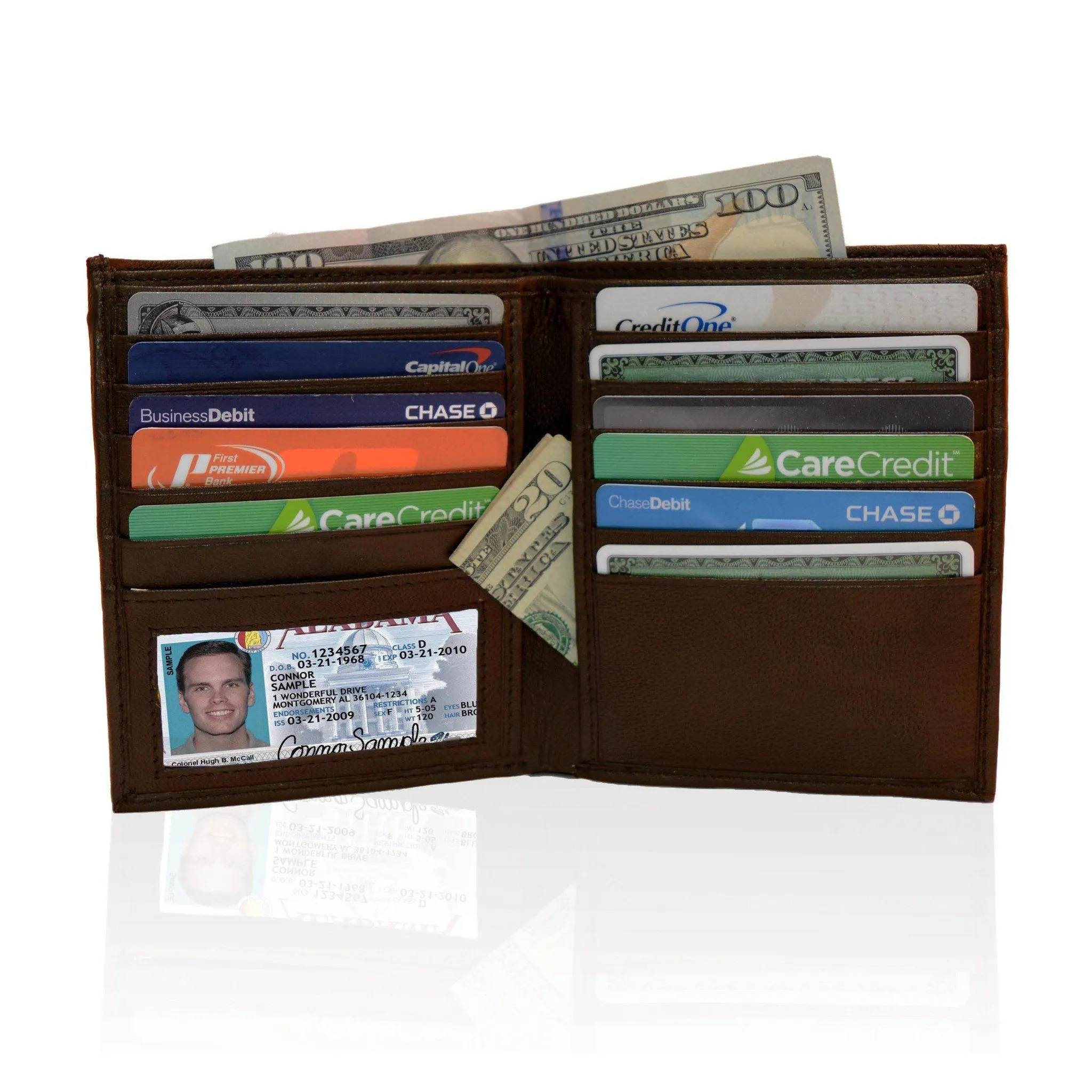 Deluxe RFID-Blocking Genuine Leather Bifold Wallet For Men - Brown