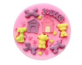 Dog Doghouse Bone Mini Silicone Mold I Love Dogs Theme, Resin Fondant Molds Sugar Craft Tools Chocolate Mould Cake Decorating Mold