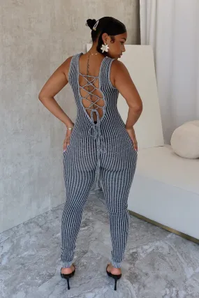 Eastside Two Tone Back Lace Up Jumpsuit