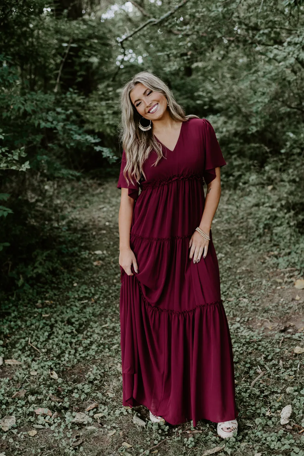 ECB Exclusive: Making Memories Maxi Dress, Wine