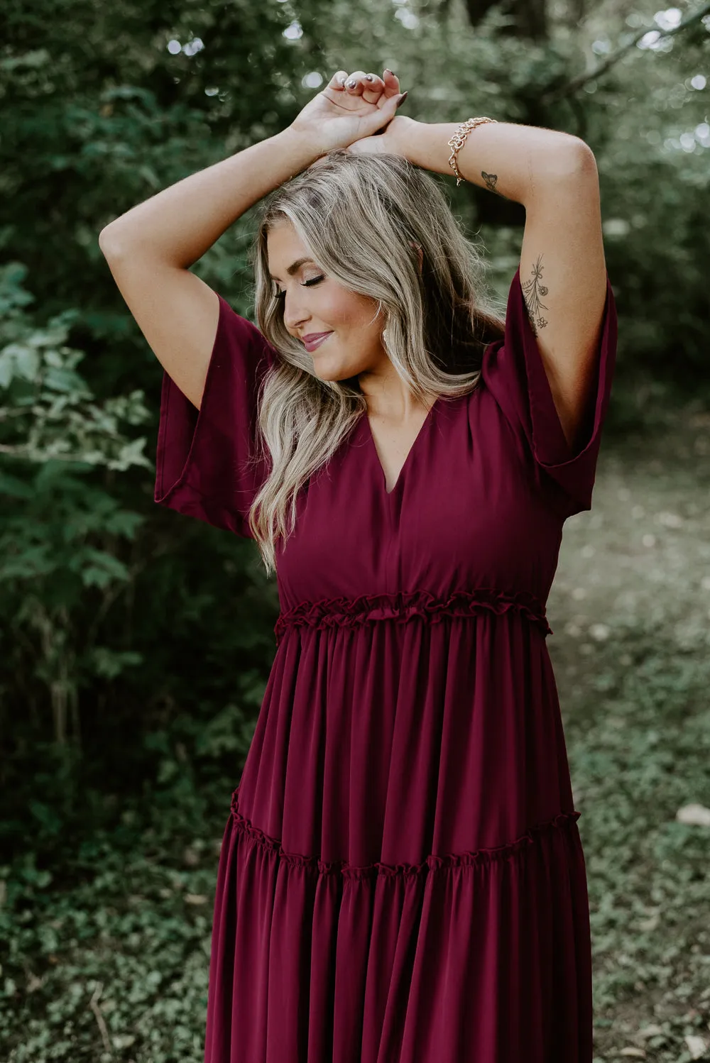 ECB Exclusive: Making Memories Maxi Dress, Wine