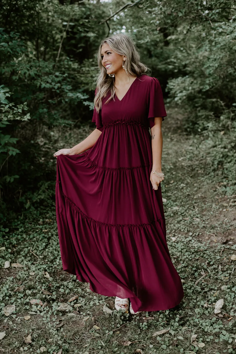 ECB Exclusive: Making Memories Maxi Dress, Wine