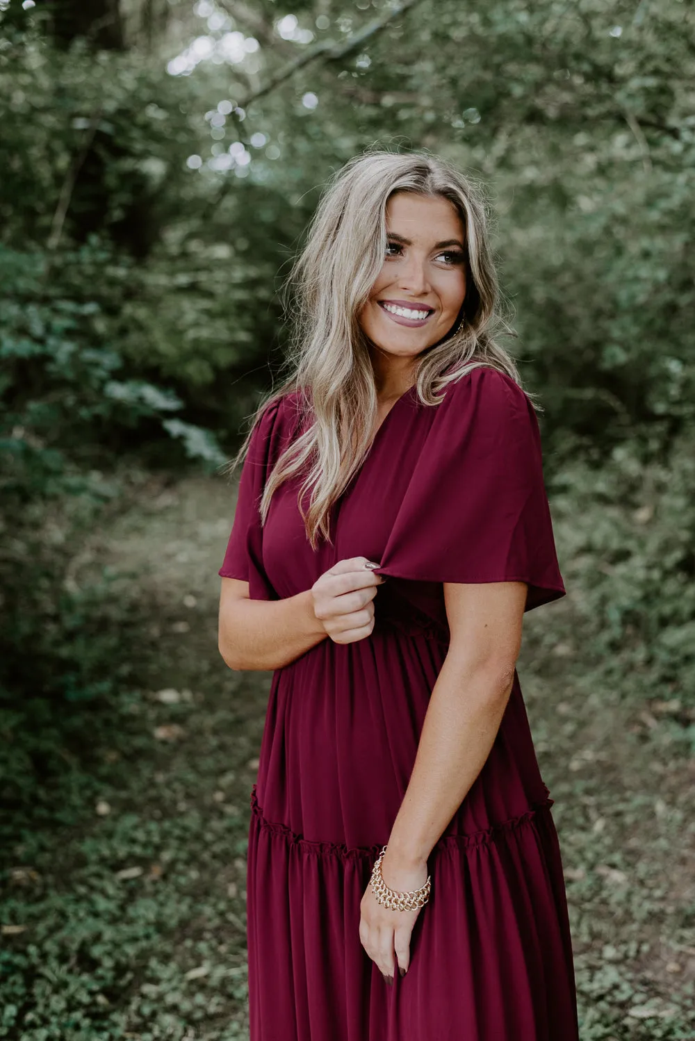 ECB Exclusive: Making Memories Maxi Dress, Wine