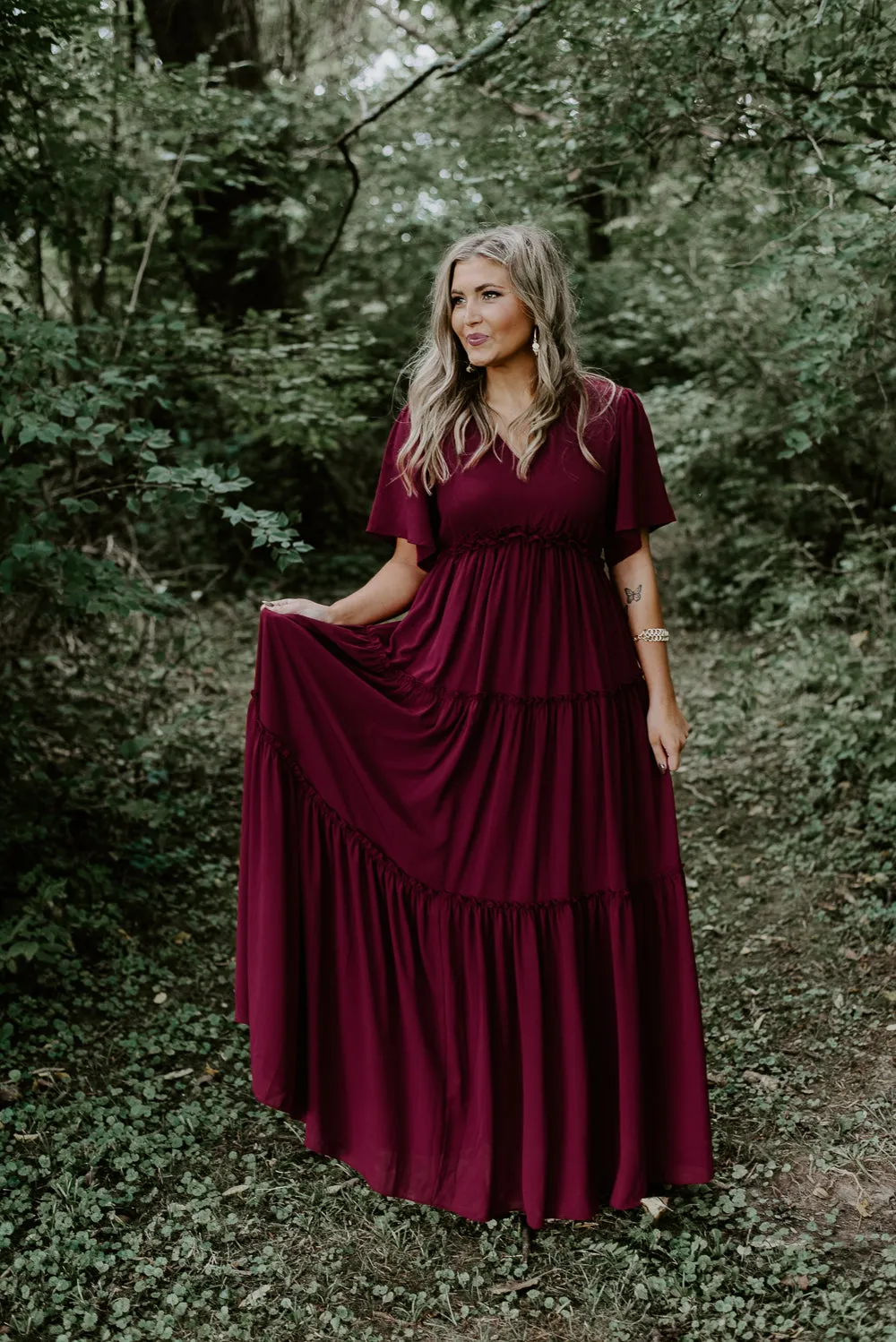 ECB Exclusive: Making Memories Maxi Dress, Wine