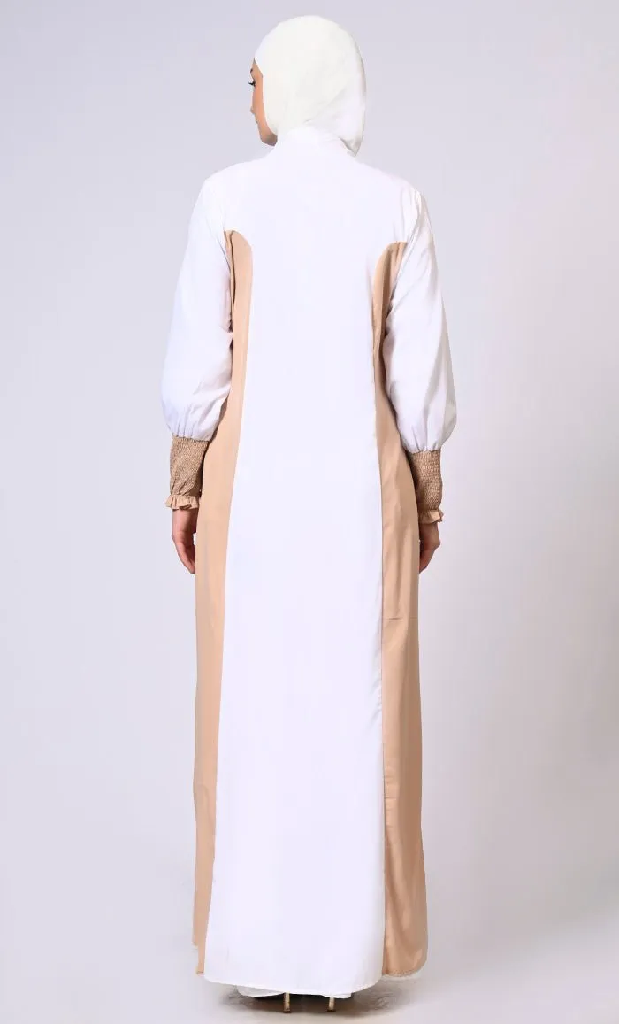 Effortlessly  Stylish: Princess Cut Front open Sand Shrug with Lining & Pockets