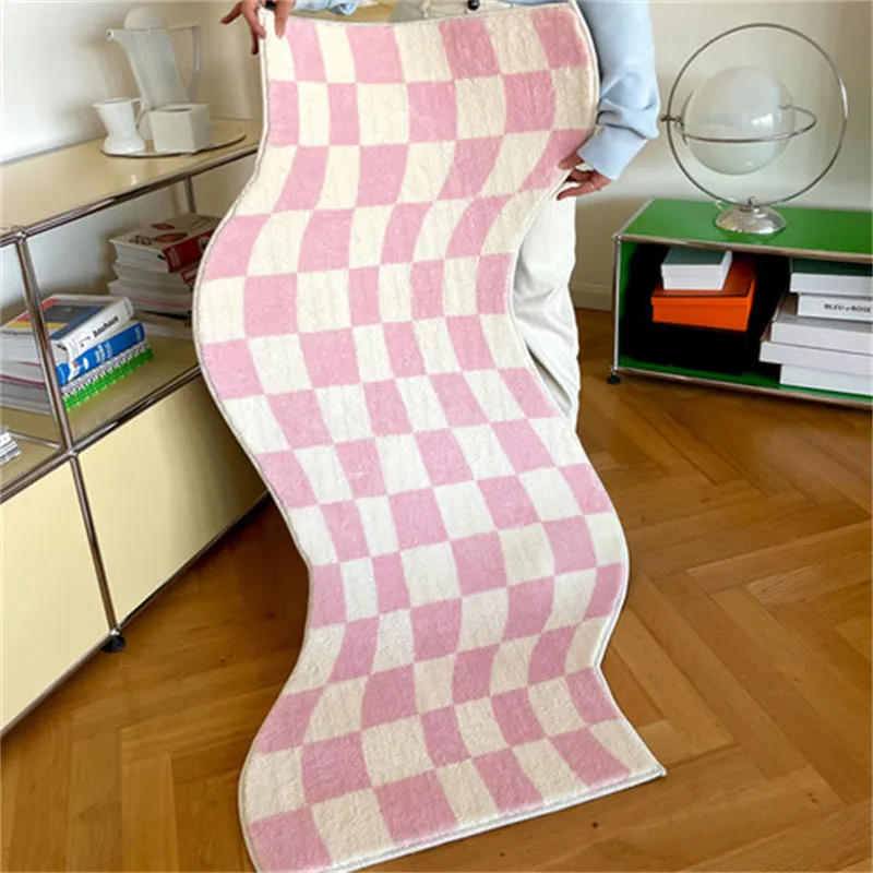 Geometric Swirl Irregular Checkerboard Rug