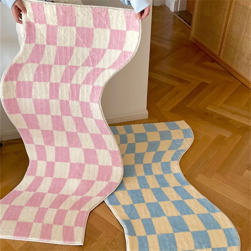 Geometric Swirl Irregular Checkerboard Rug