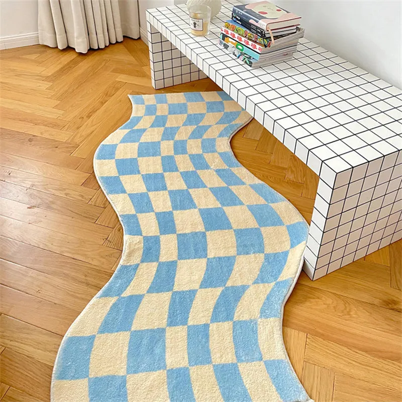 Geometric Swirl Irregular Checkerboard Rug