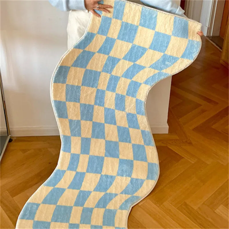 Geometric Swirl Irregular Checkerboard Rug