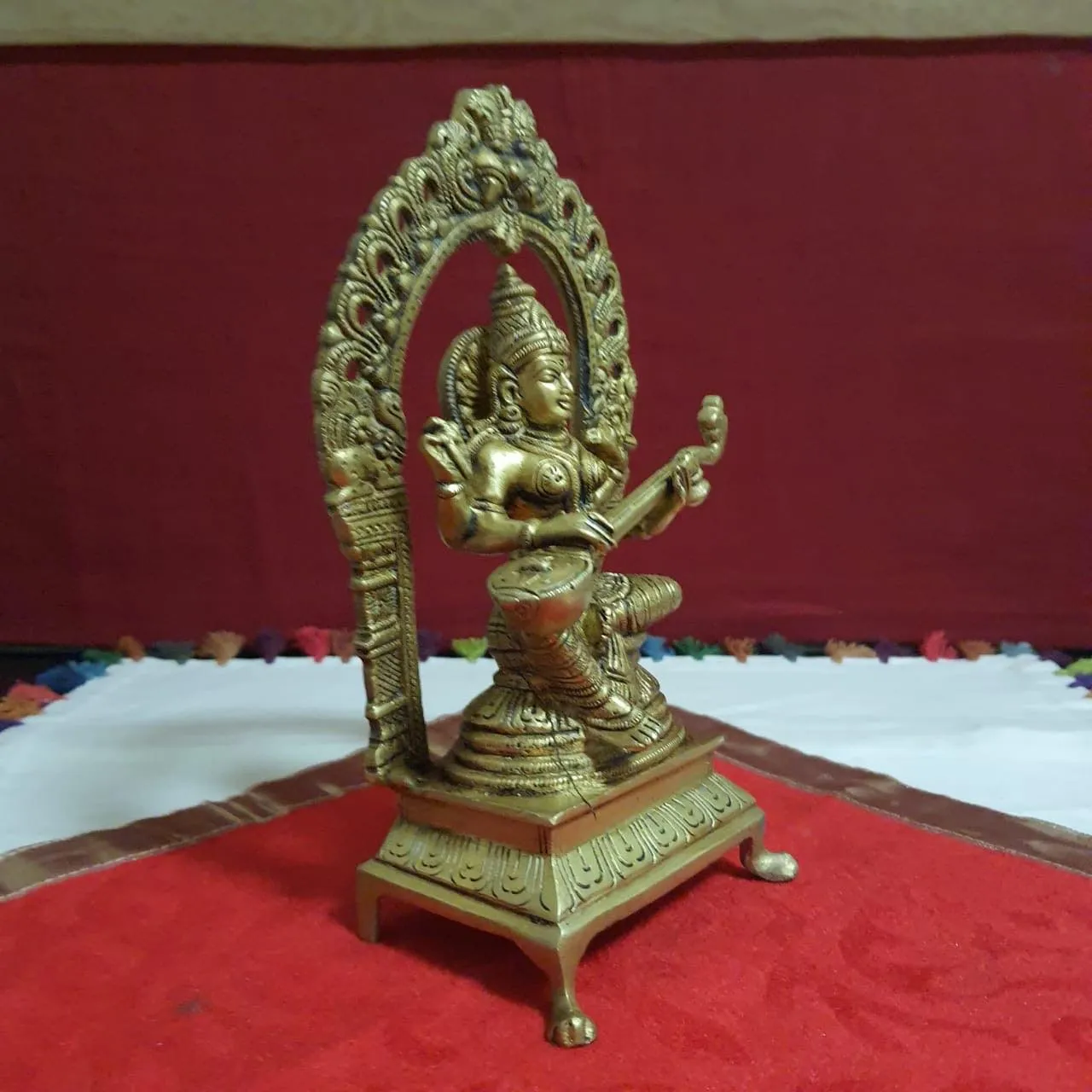 Goddess Saraswati Brass Idol - Decorative Figurine