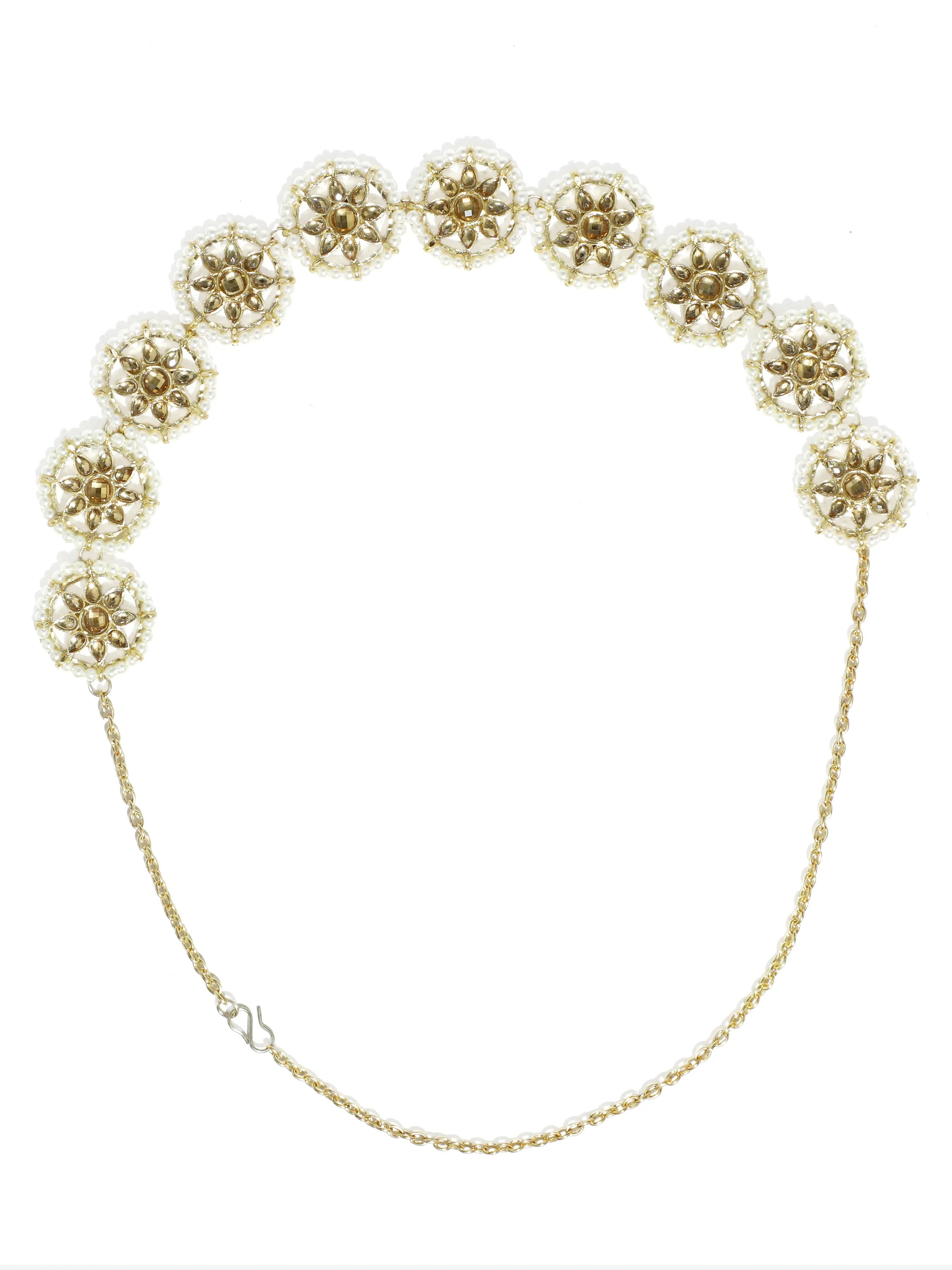 Golden Kundan-Studded Handcrafted Hairband