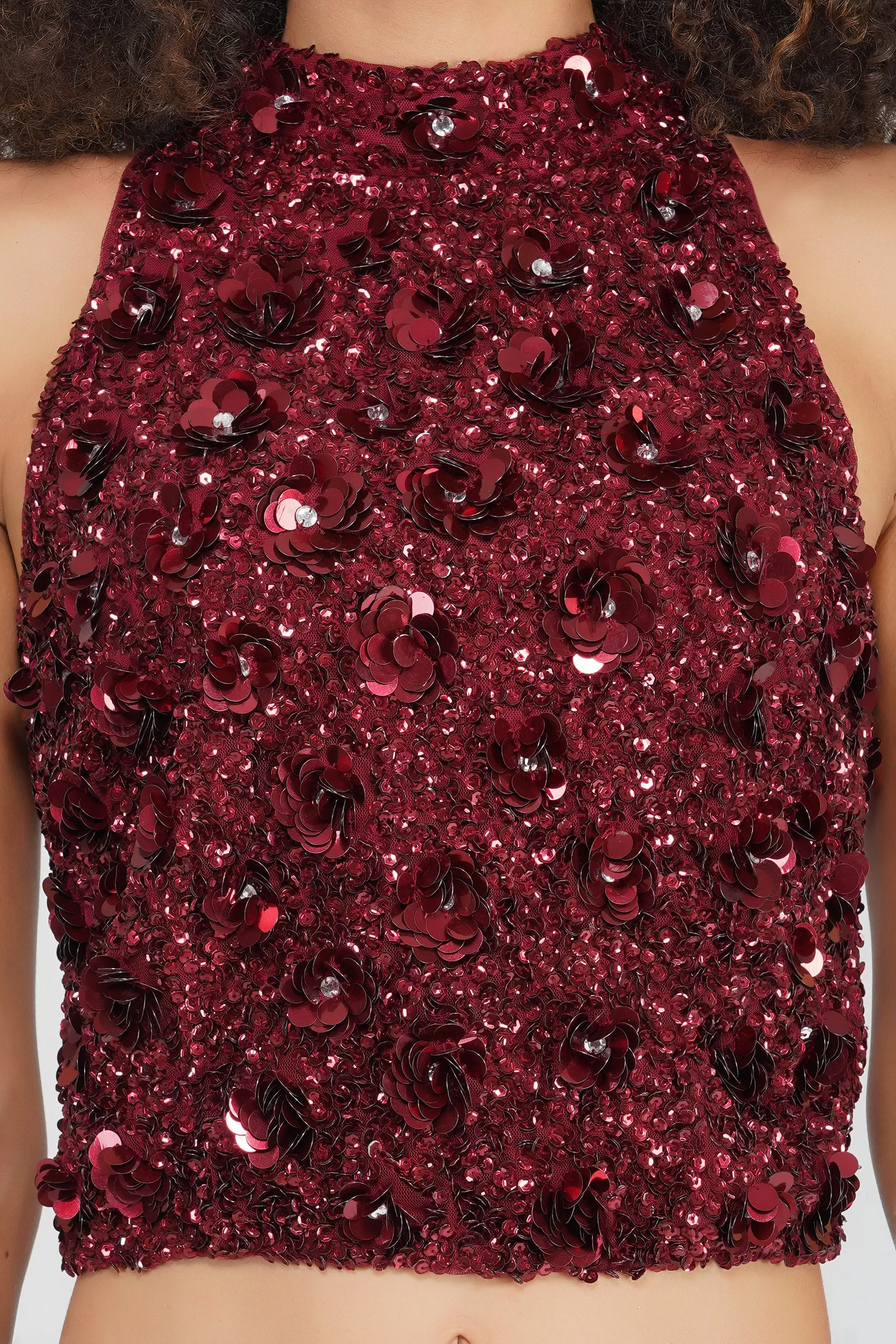 Gui Burgundy Sequin Top