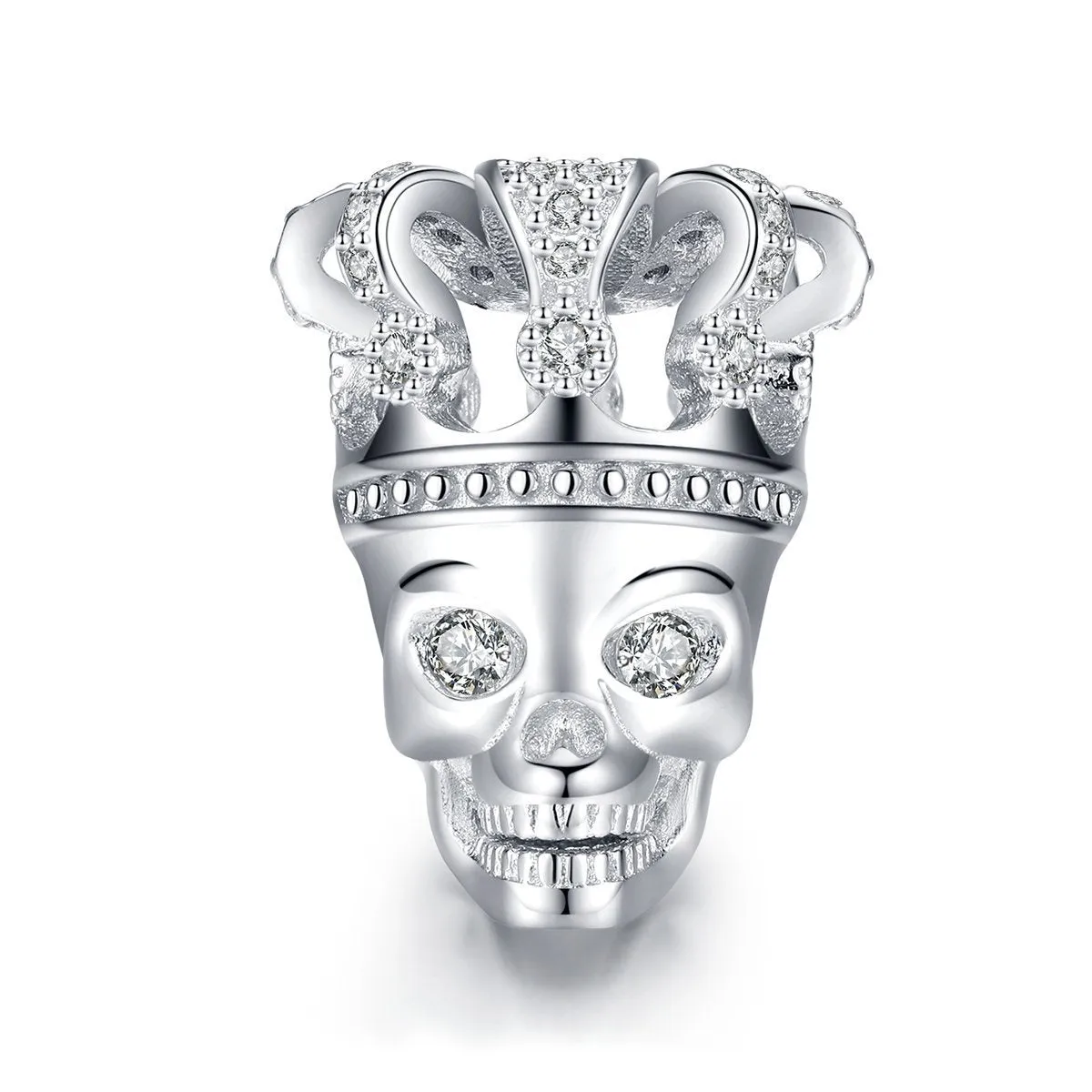 Halloween Skull With Crown 925 Sterling Silver Bead Charm