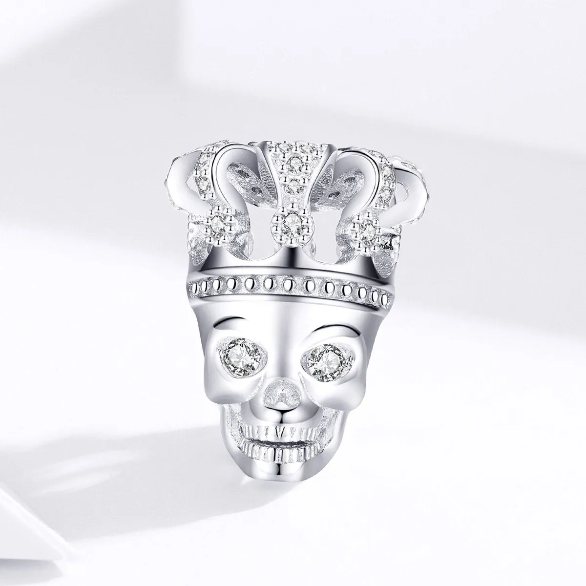 Halloween Skull With Crown 925 Sterling Silver Bead Charm