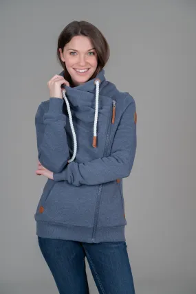 Hestia Navy Zip Cowl Neck