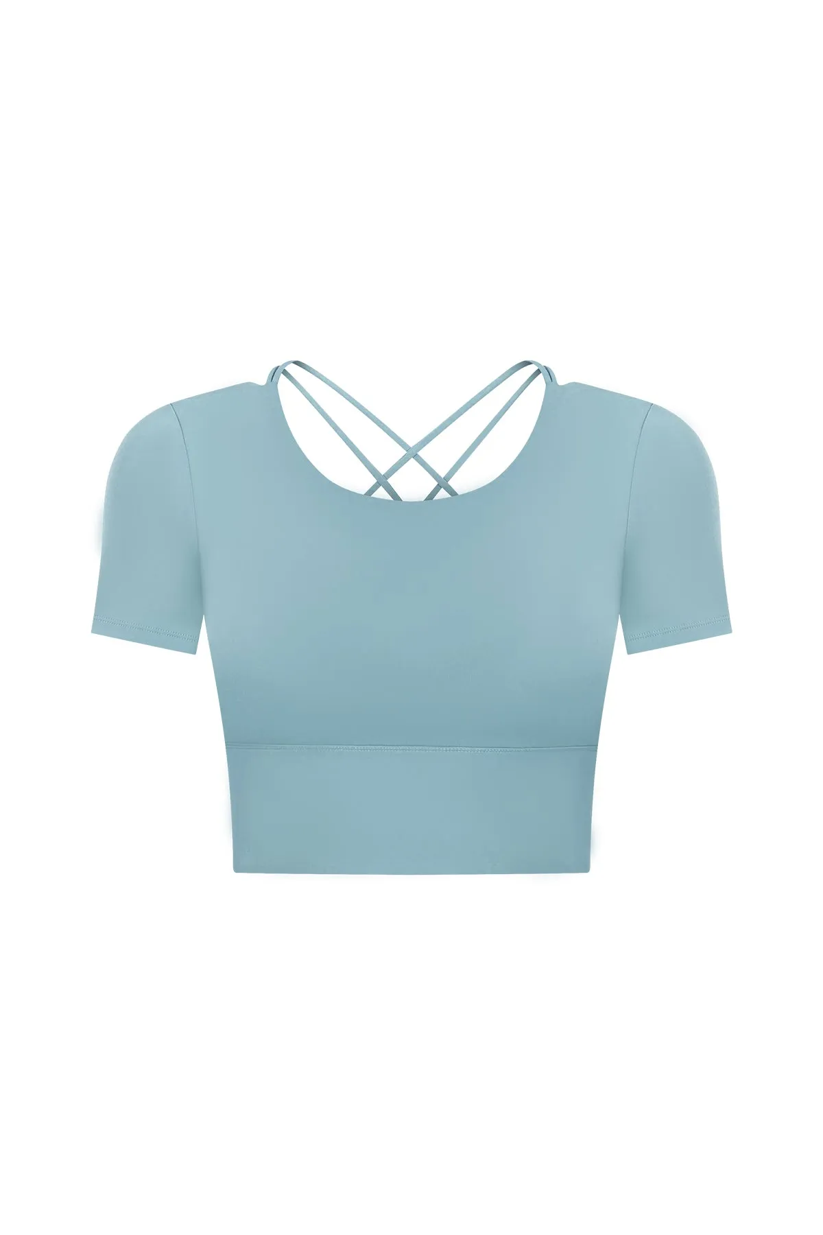 Hollow Out Back Short Sleeve Crop Top