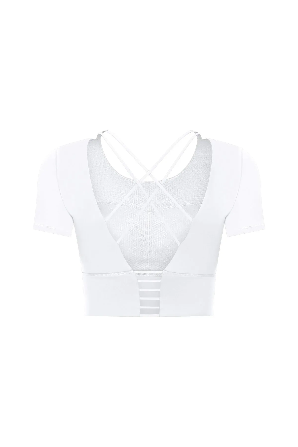 Hollow Out Back Short Sleeve Crop Top