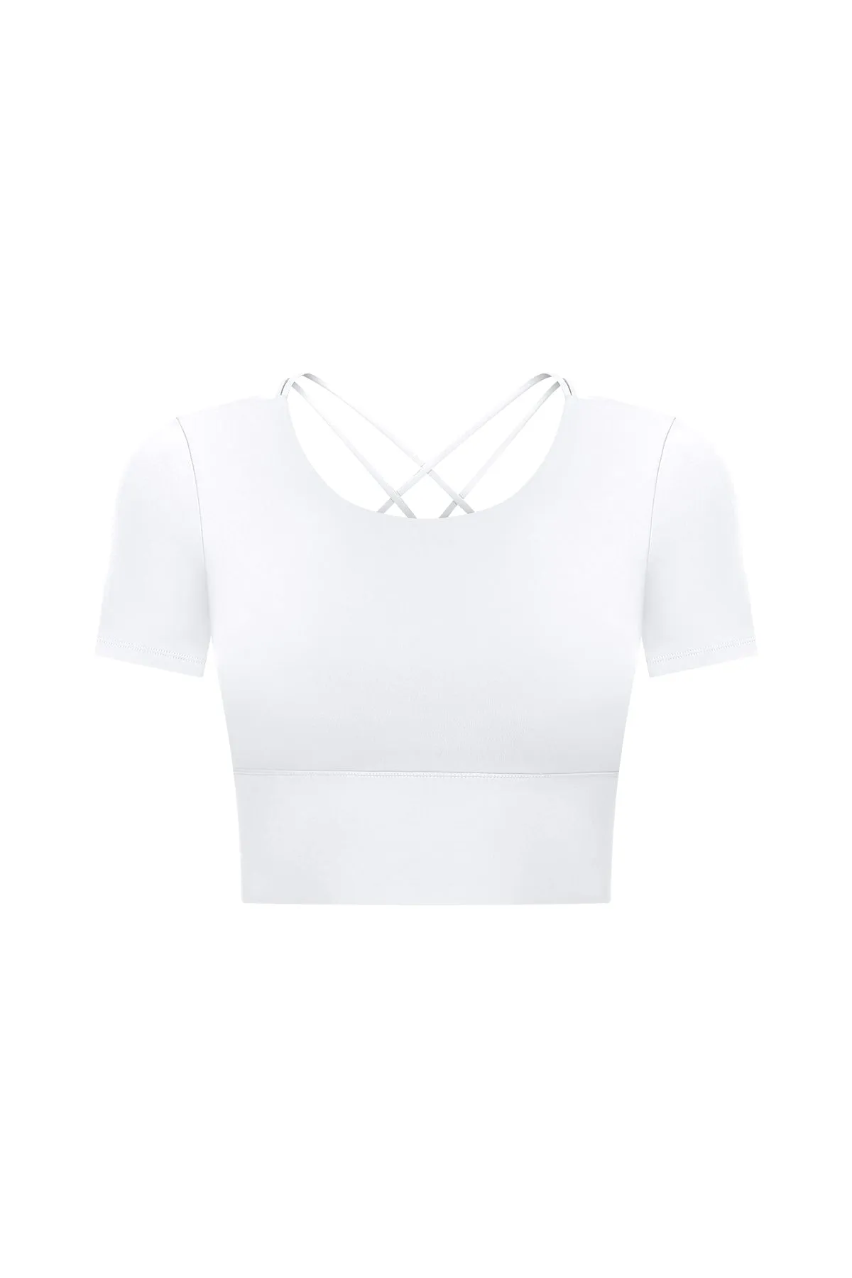 Hollow Out Back Short Sleeve Crop Top