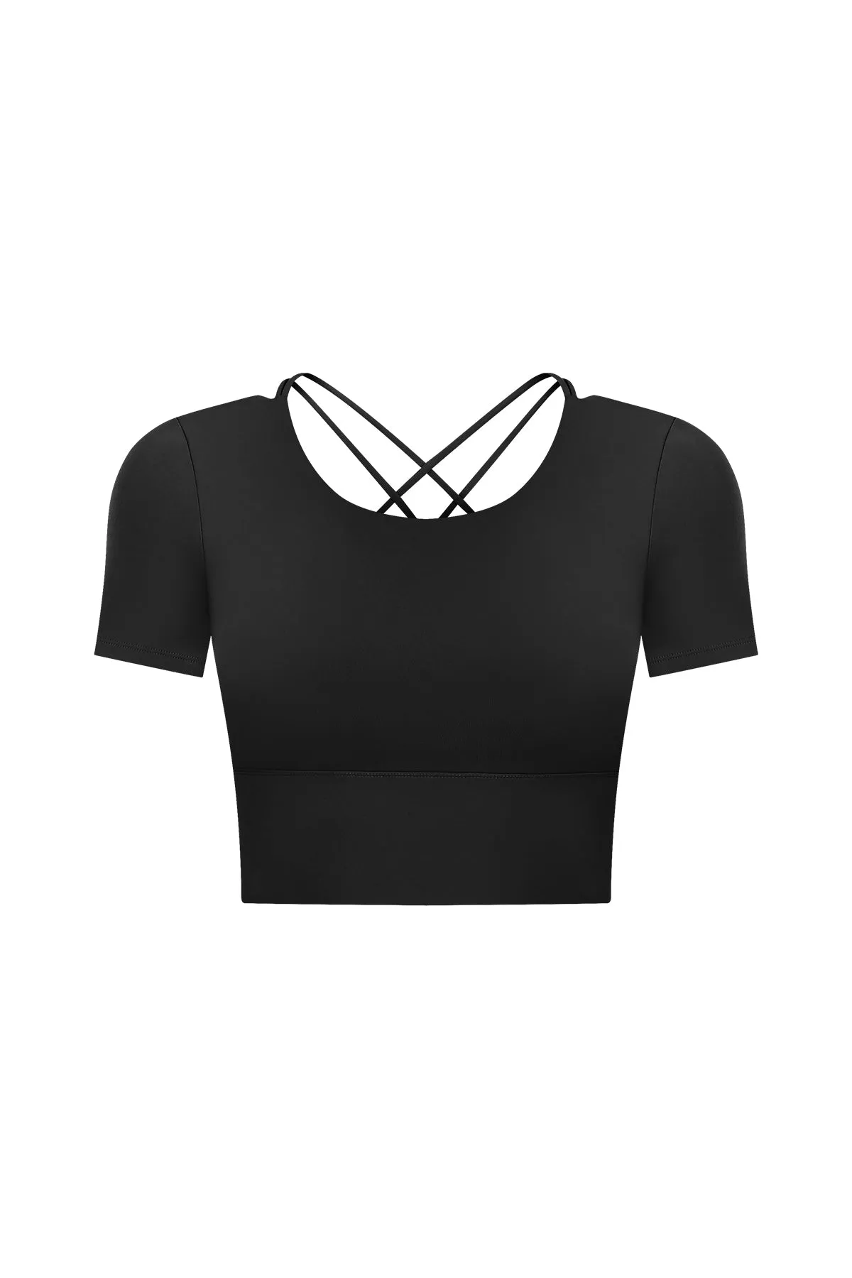 Hollow Out Back Short Sleeve Crop Top