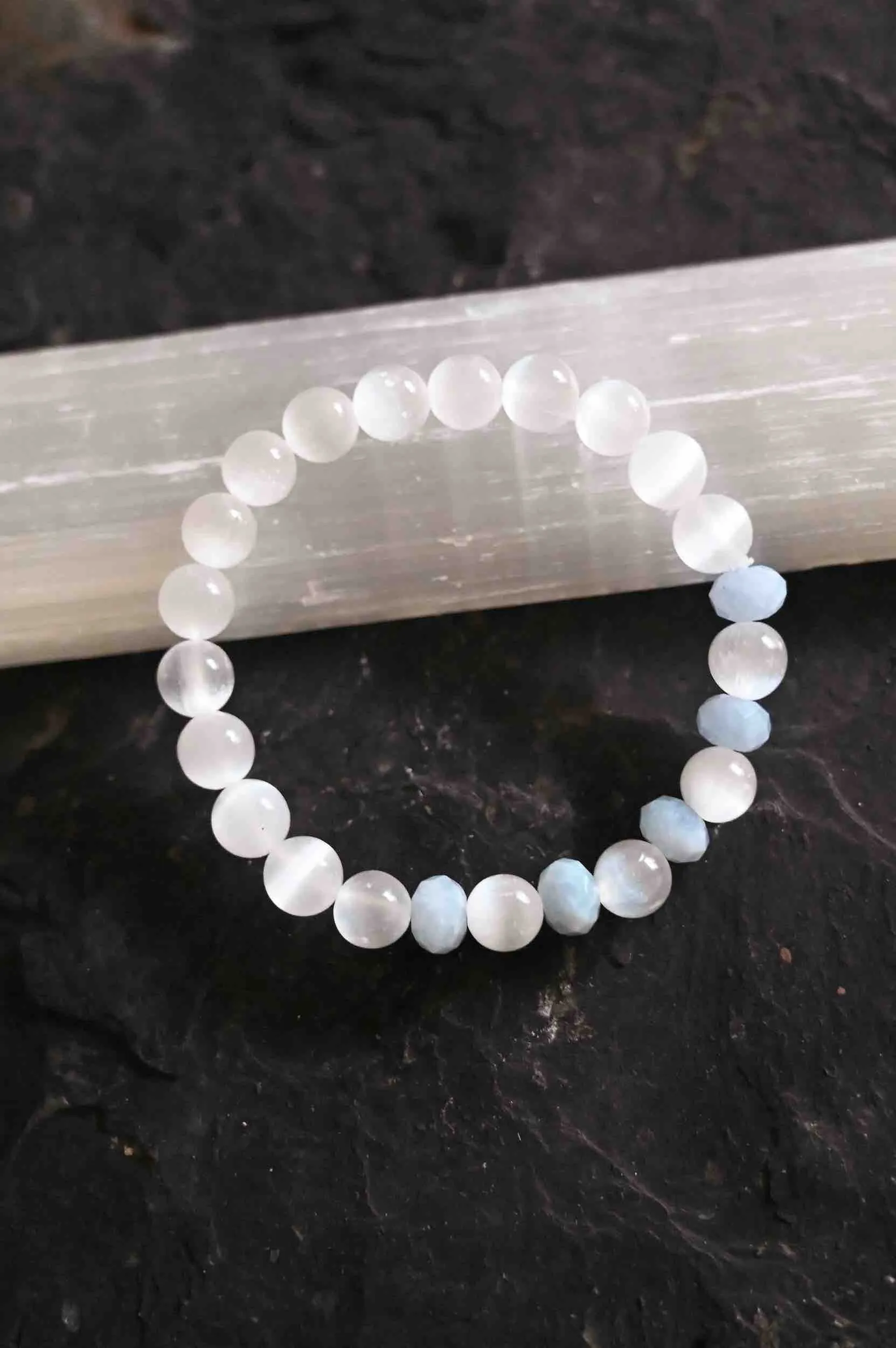 I Am Surrounded By Angels Selenite Bracelet