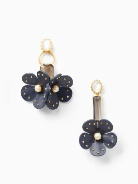 kate spade new york blooming bling leather asymmetrical earrings pearl navy