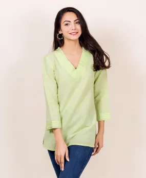 Lime Green Designer Linen Top