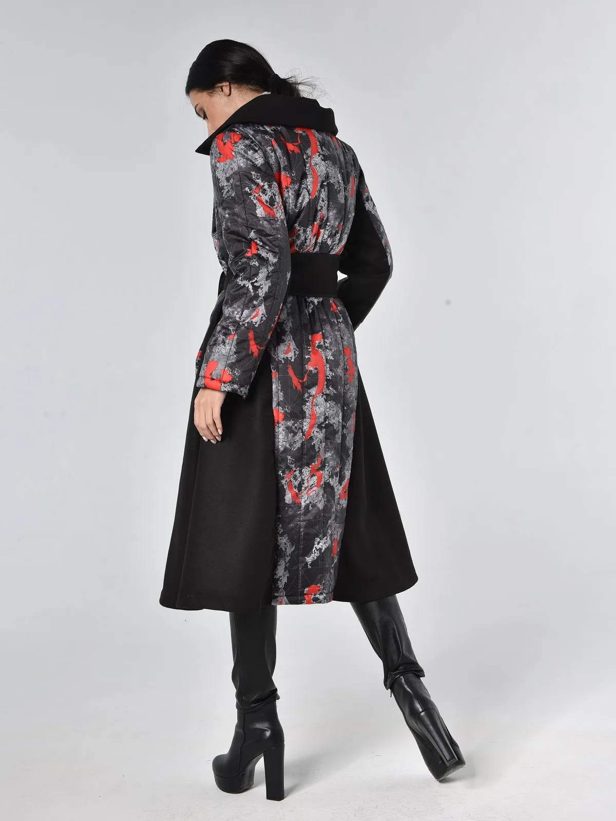 Long Colorful Belted Coat