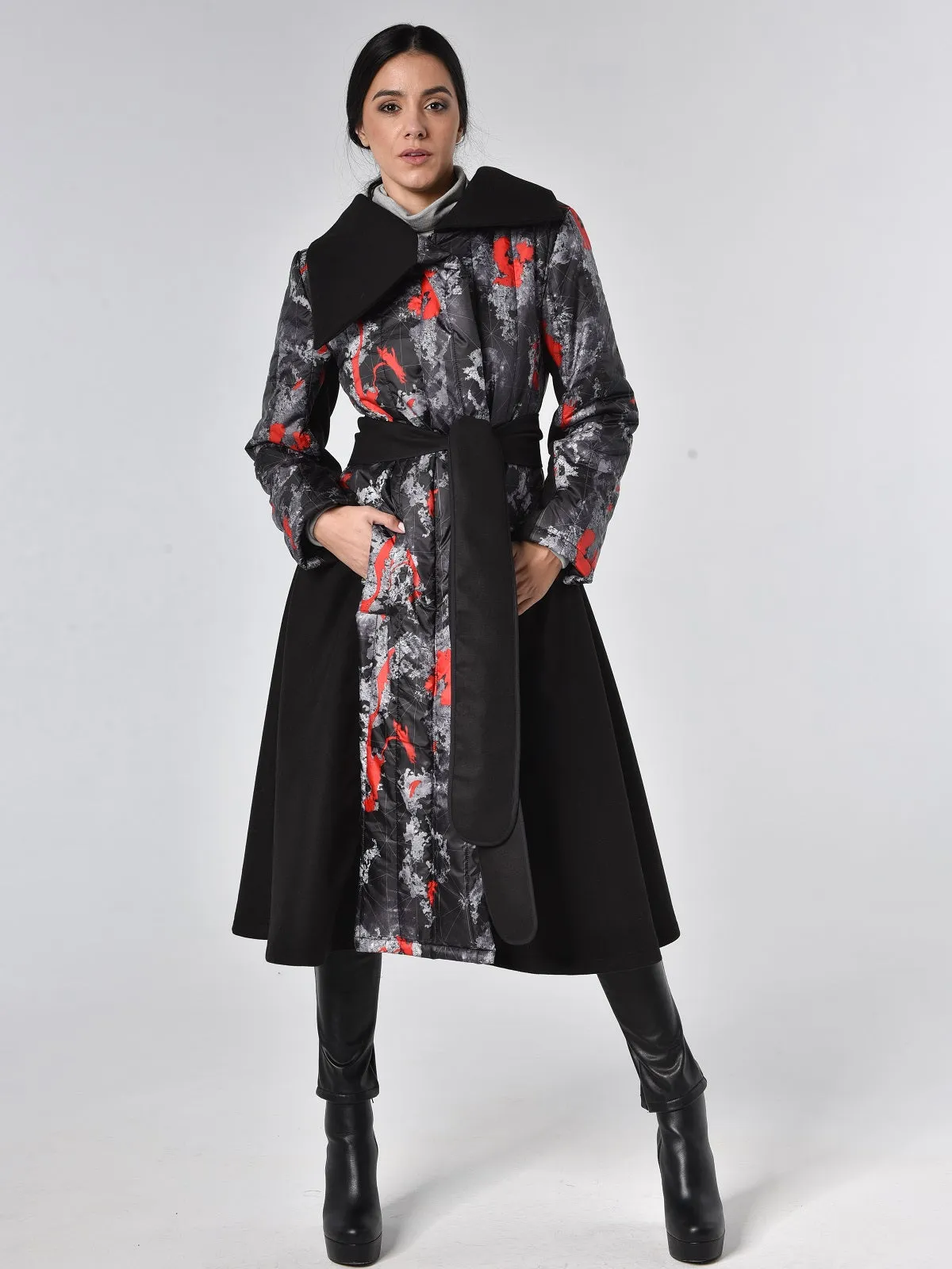 Long Colorful Belted Coat