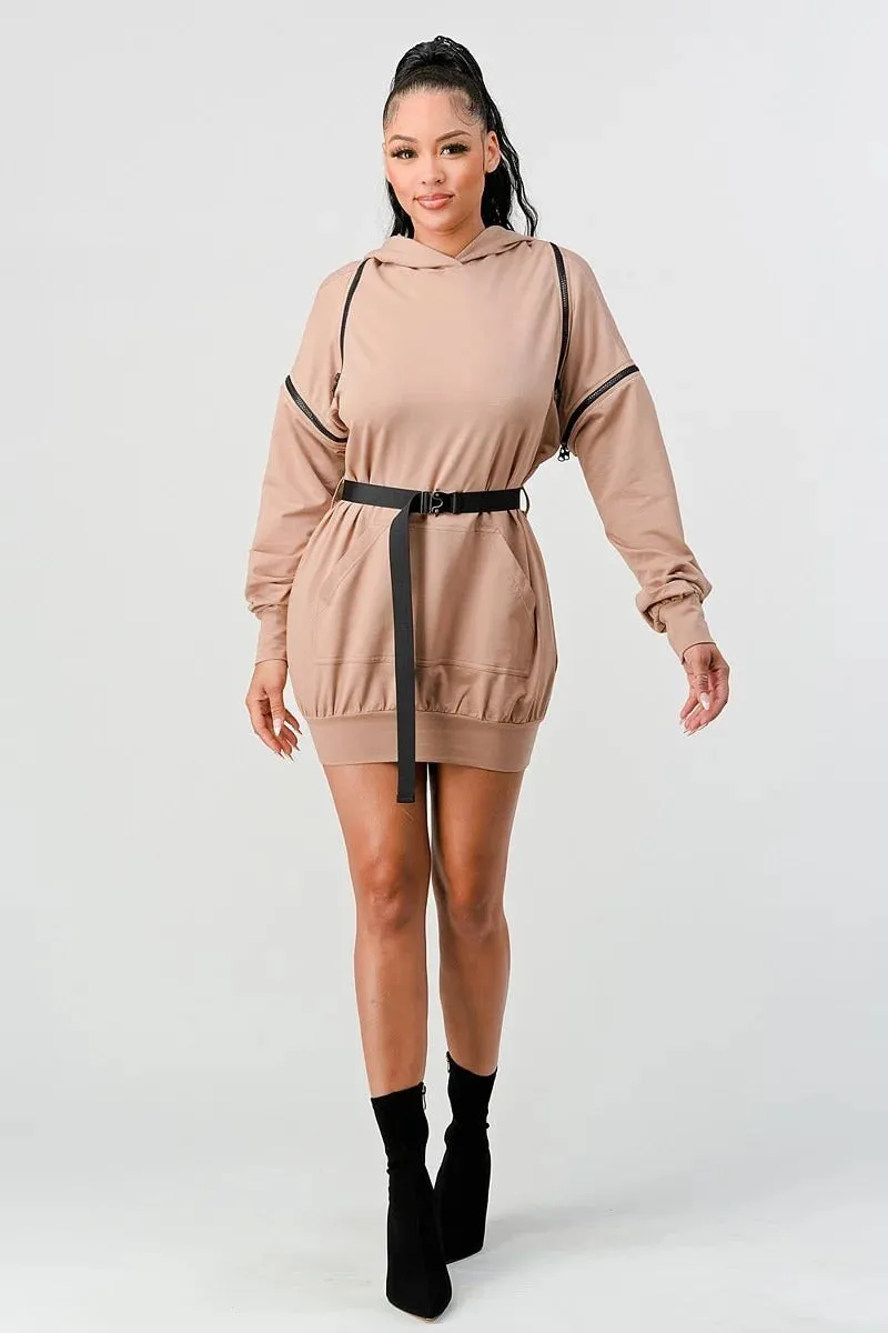 Long Sleeve Hooded Mini Dress