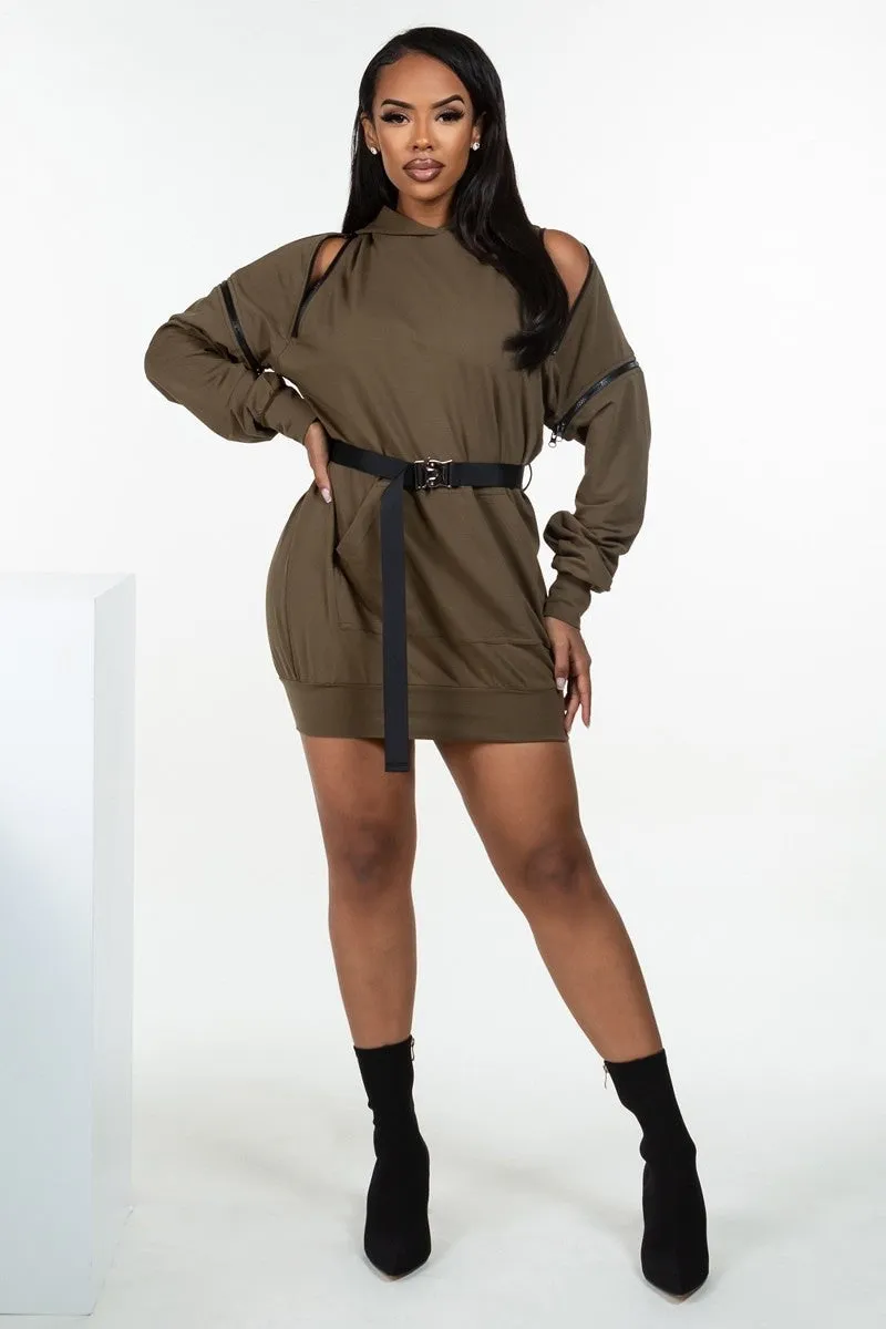 Long Sleeve Hooded Mini Dress