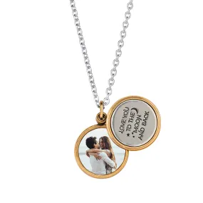 Love You To The Moon   Back Personalized Photo Locket Necklace