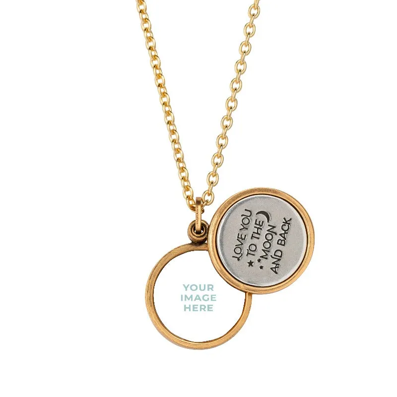 Love You To The Moon   Back Personalized Photo Locket Necklace