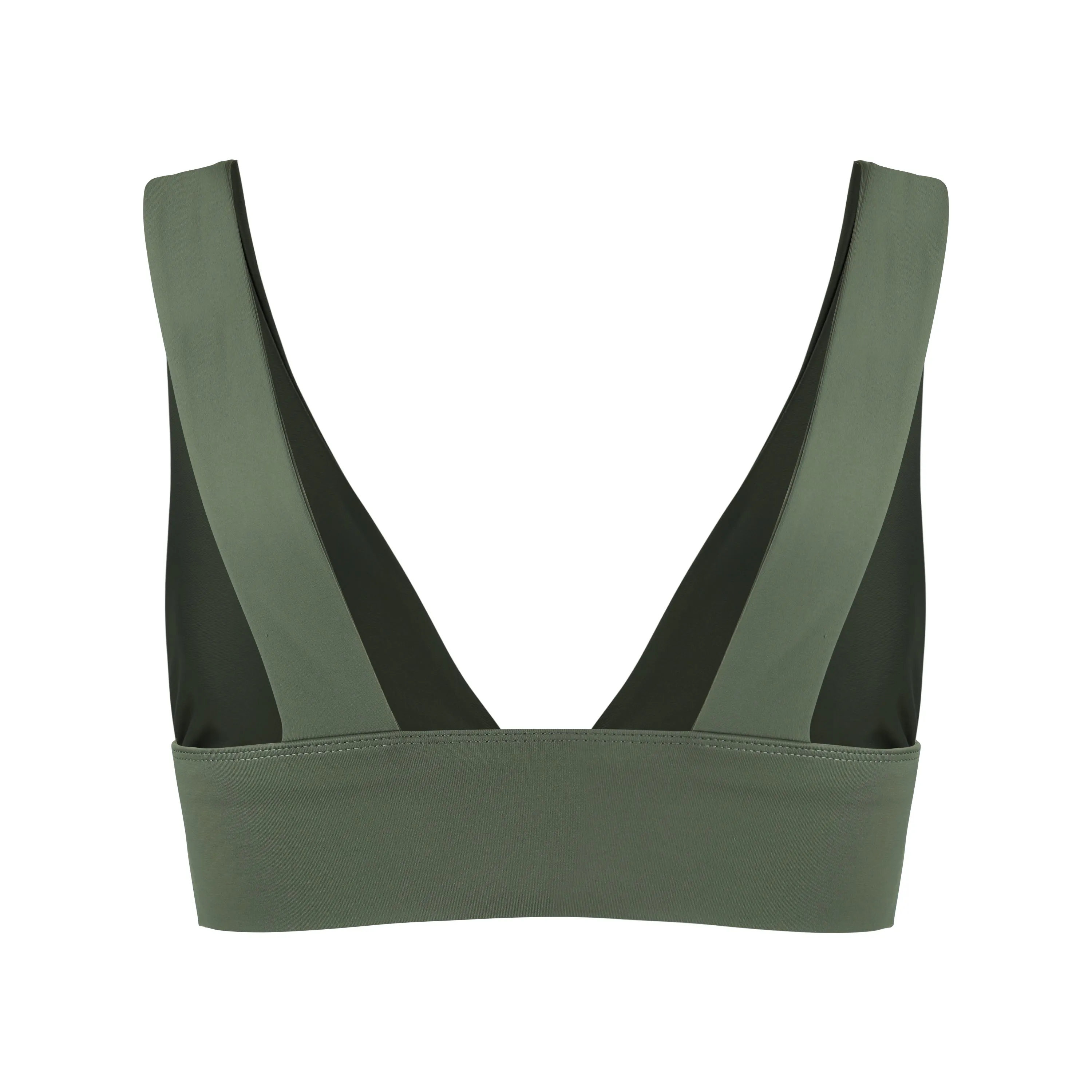 Lykke Deep Plunge Sports Bra | Recycled Nylon | Olive