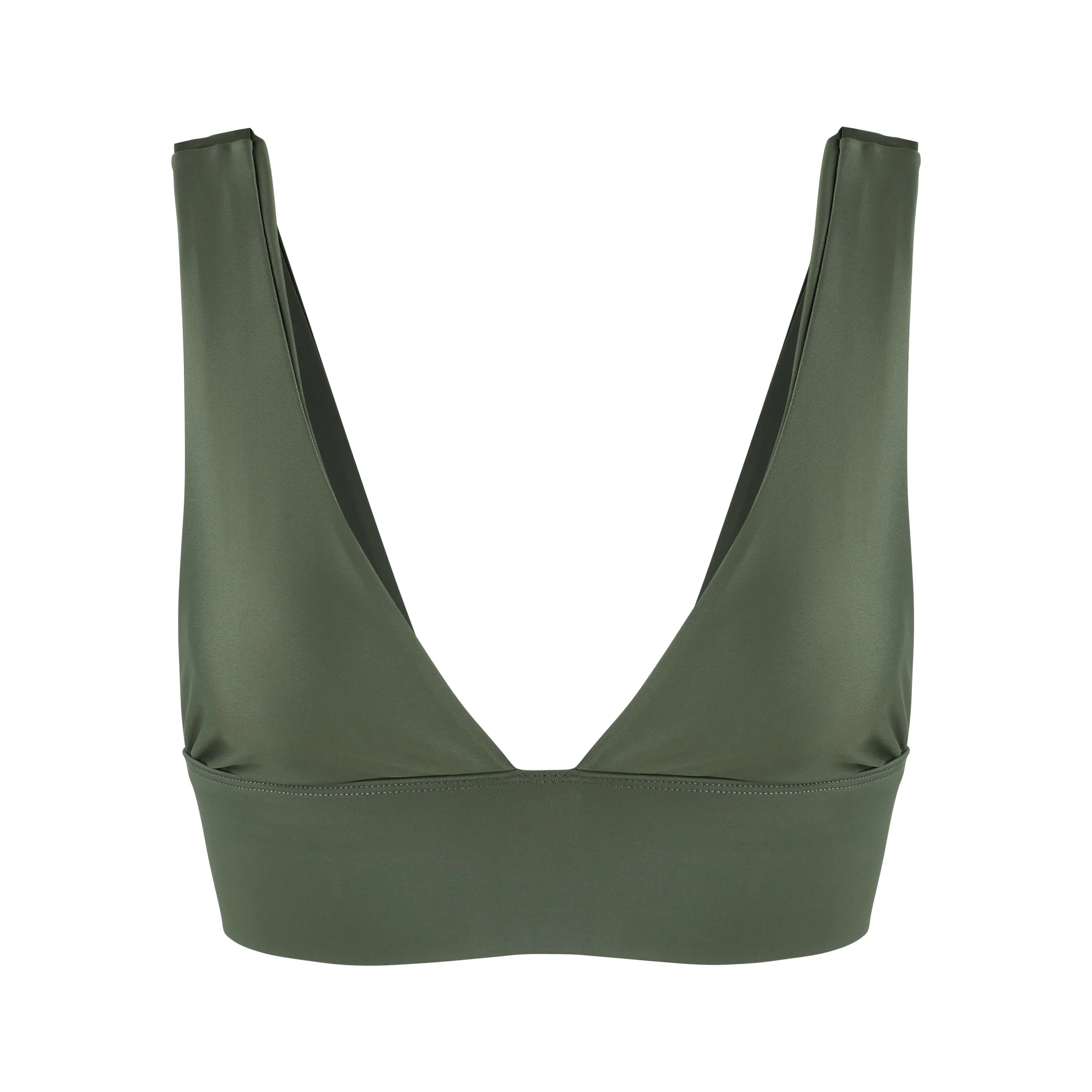 Lykke Deep Plunge Sports Bra | Recycled Nylon | Olive