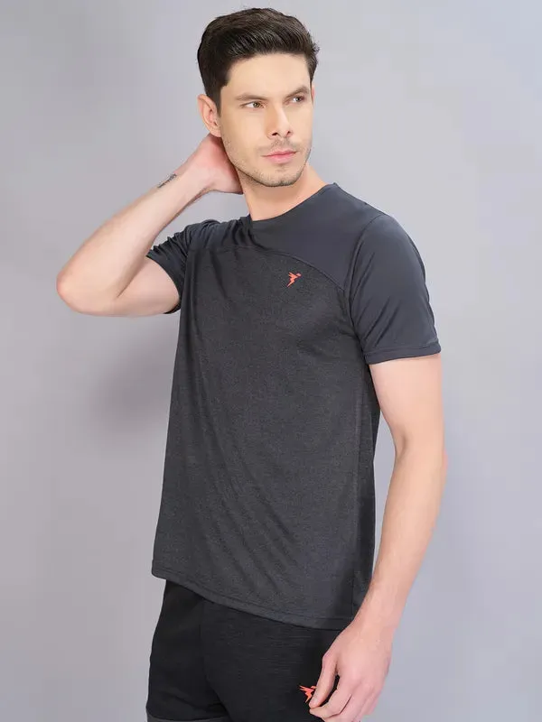 Men Crew Neck Slim Fit Melange T-shirt with DOUBLE COOL