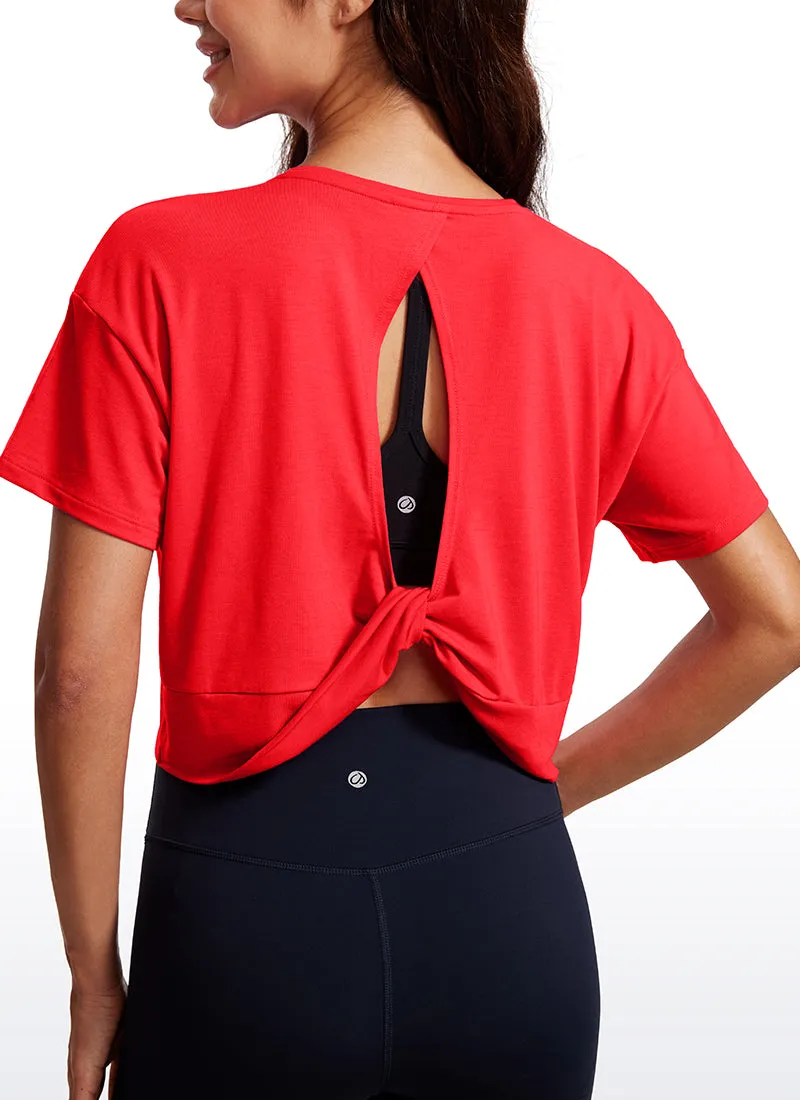 Open Back Cropped Short Sleeves