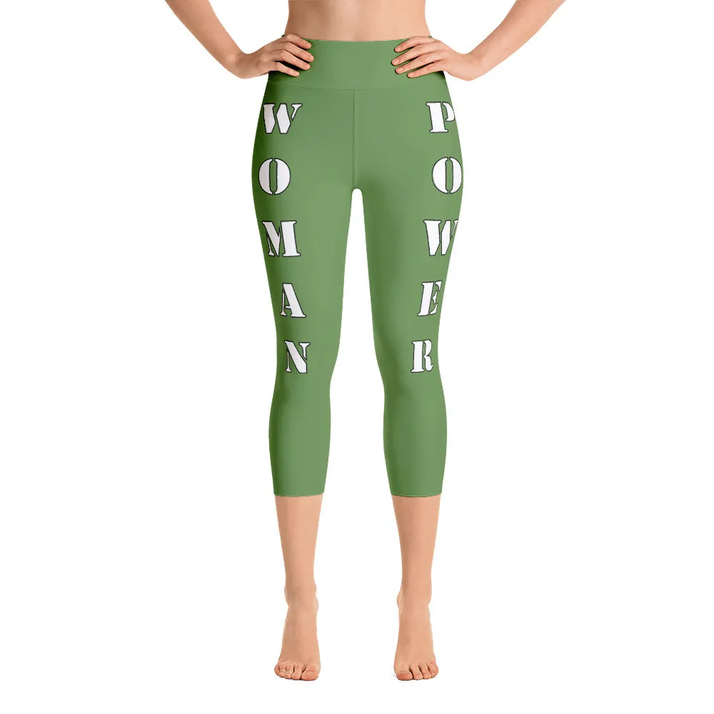 Our best viral leggings moss green woman power white letters