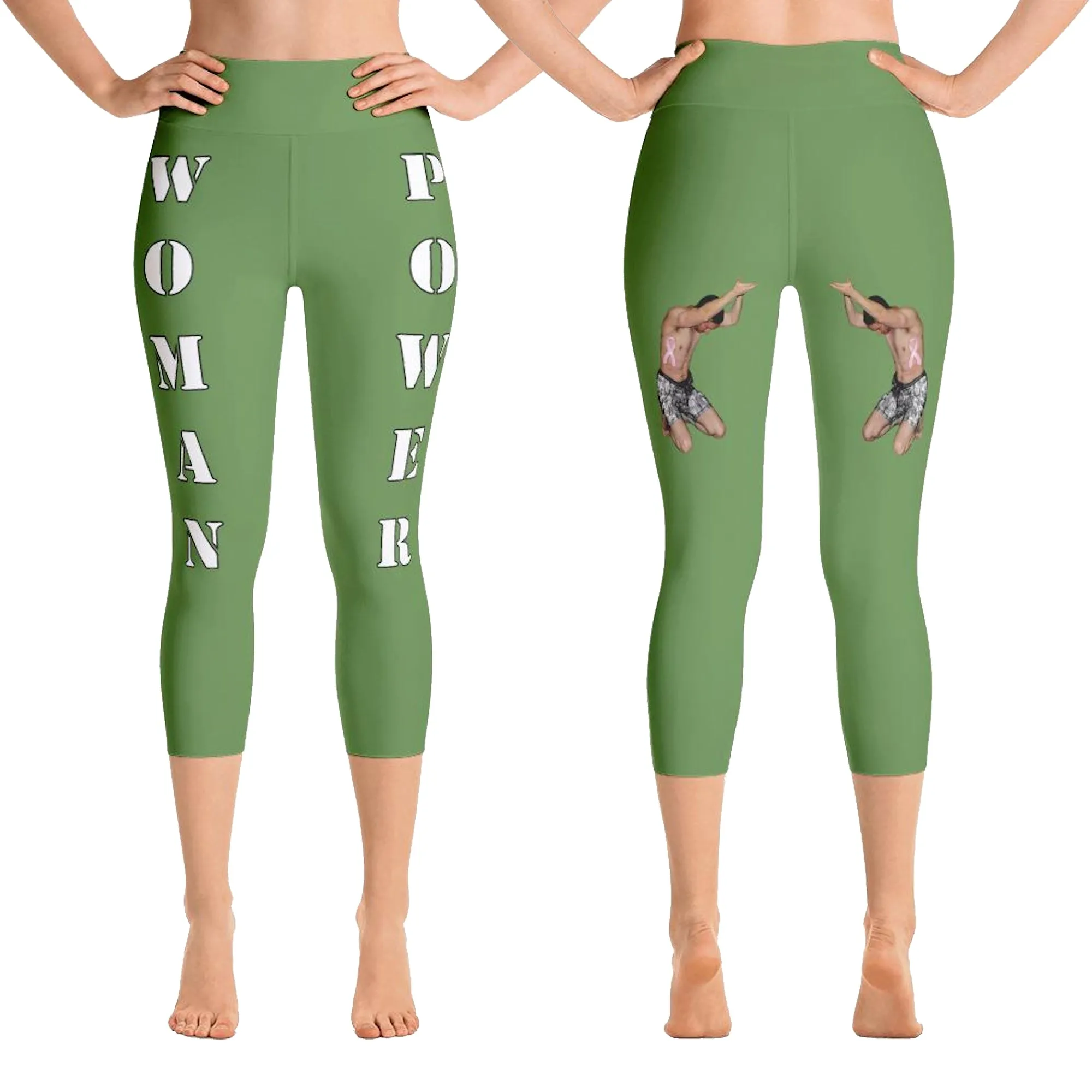 Our best viral leggings moss green woman power white letters