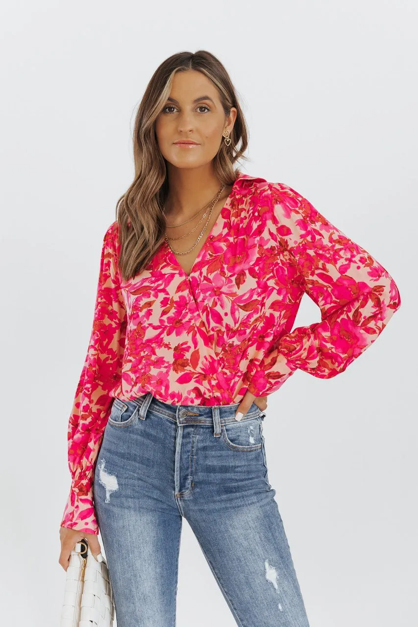 Pink Floral Long Sleeve Bodysuit - FINAL SALE