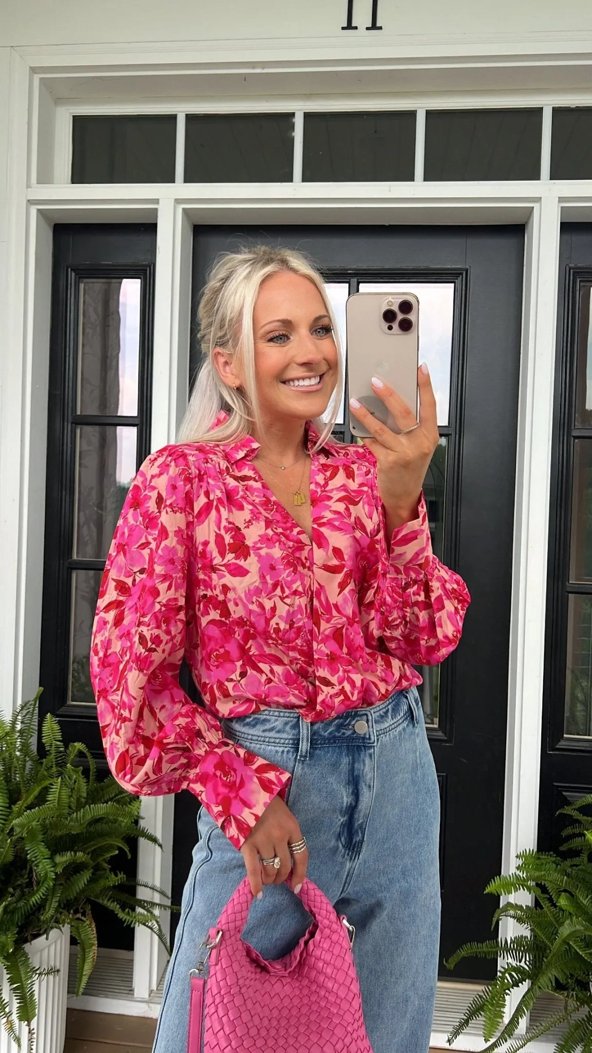 Pink Floral Long Sleeve Bodysuit - FINAL SALE