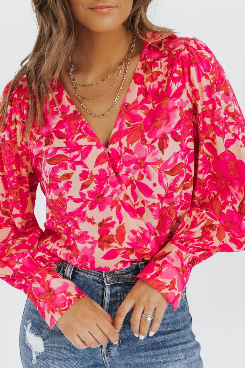 Pink Floral Long Sleeve Bodysuit - FINAL SALE