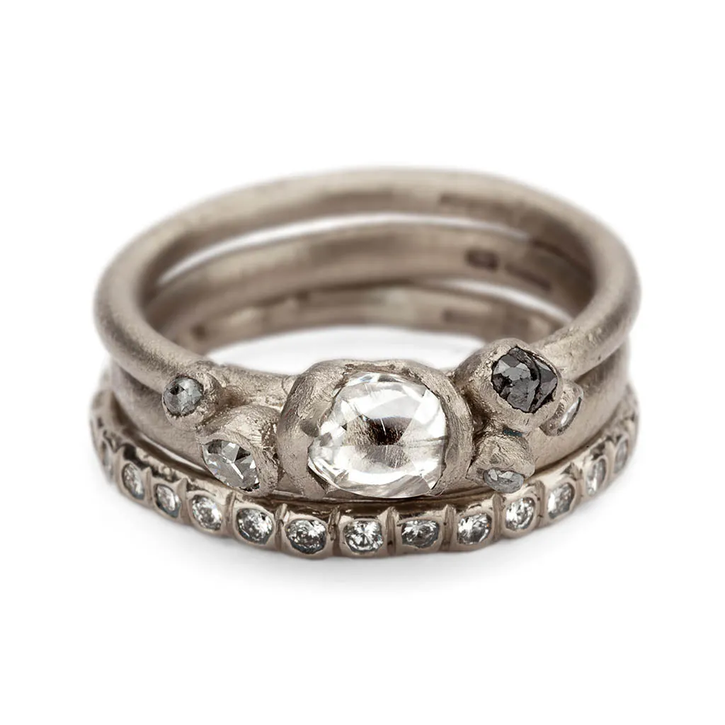 Raw Diamond Ring with Grey Diamonds