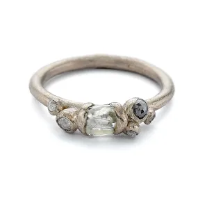 Raw Diamond Ring with Grey Diamonds