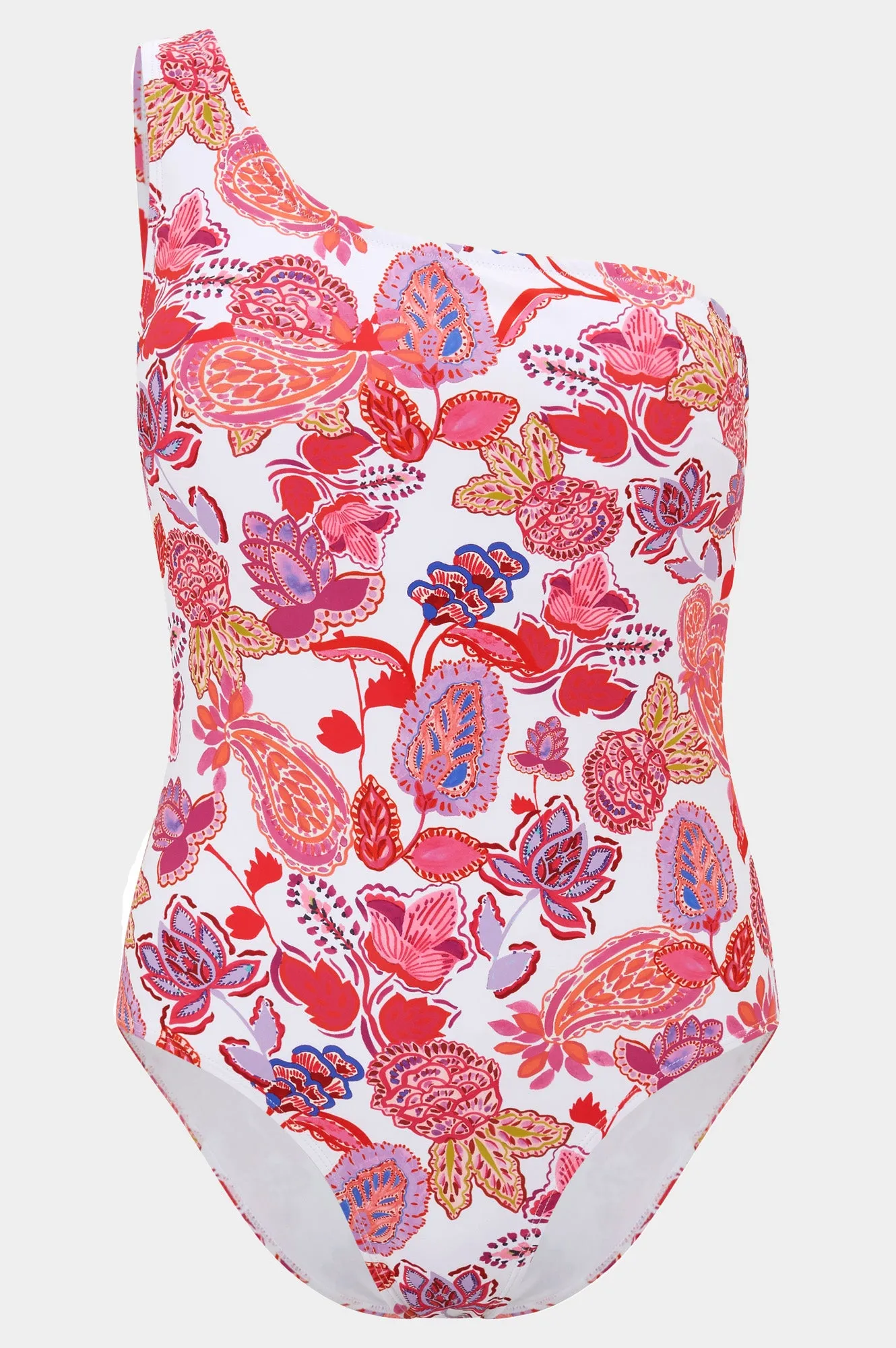 Recycled One Shoulder Swimsuit | Paisley Pink