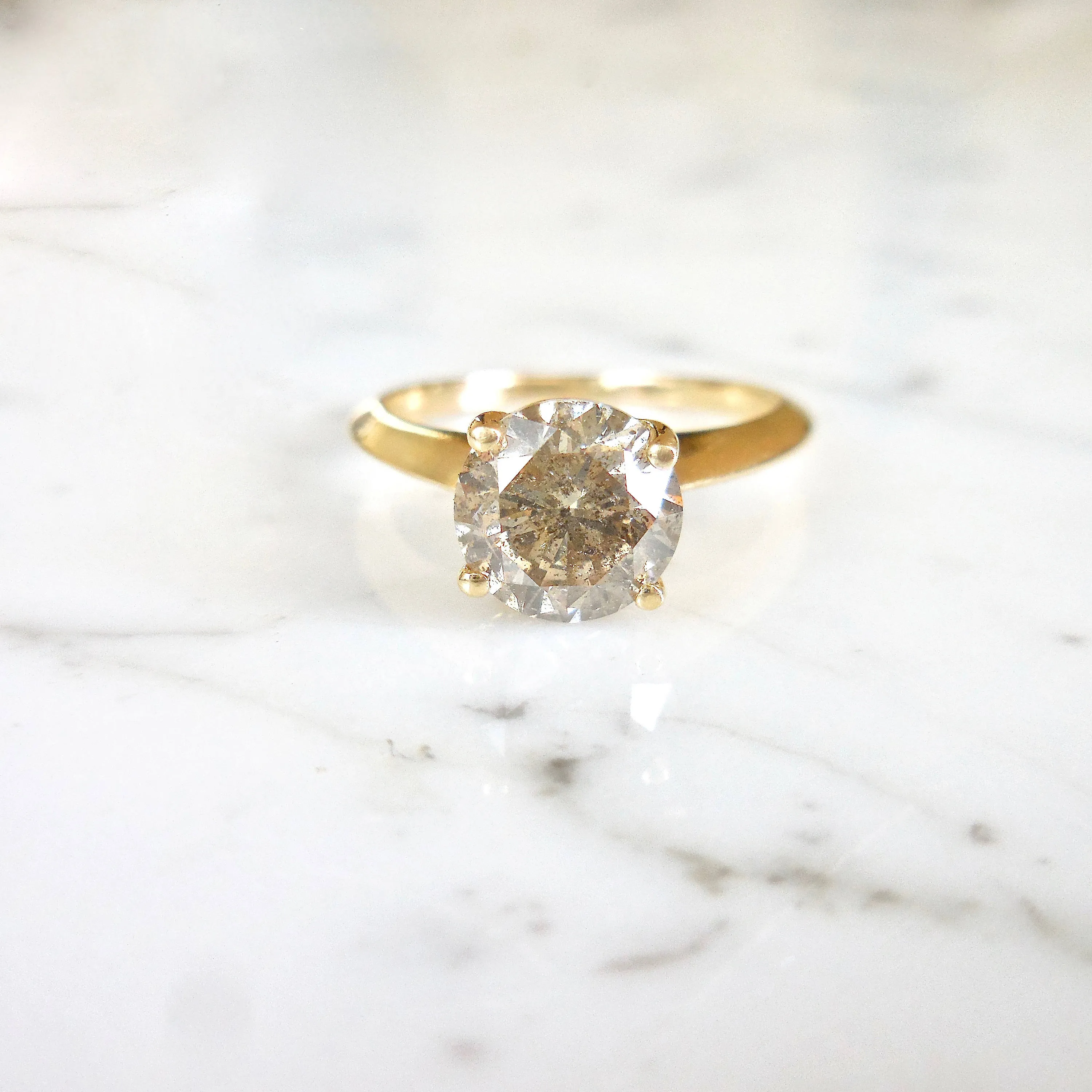 Salt and Pepper Diamond Engagement Ring - Champagne Diamond Ring - Unique  Diamond Engagement Ring